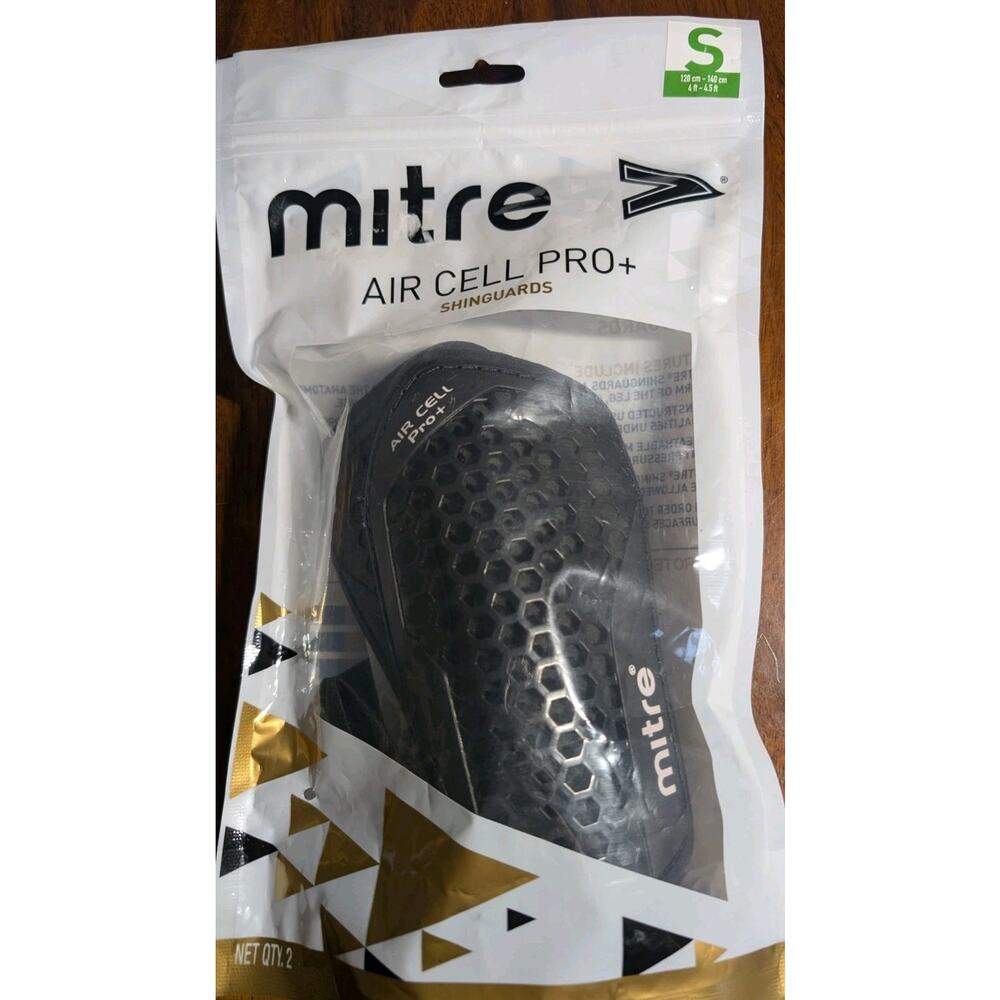 Mitre Aircell Pro+ Soccer Shin Guards Small Black Youth Leg Protection Pads